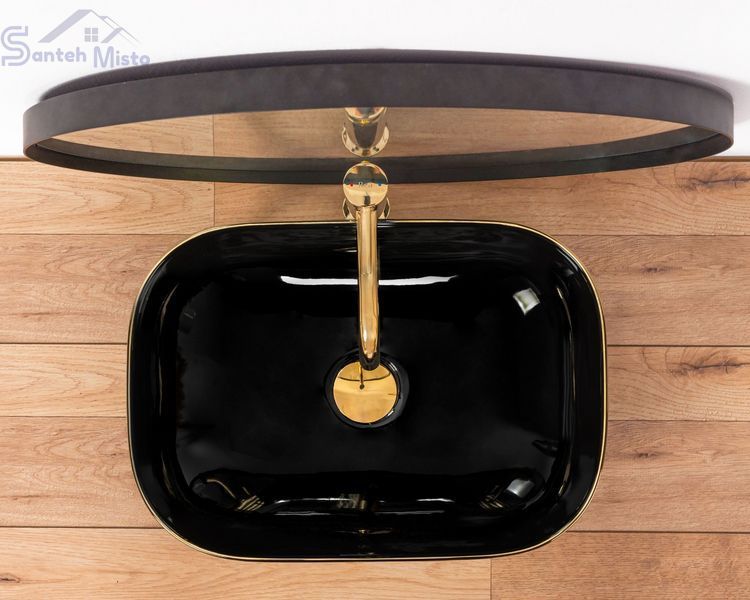 Умывальник (раковина) REA BELINDA BLACK GOLD EDGE накладной * REA-U8796 фото