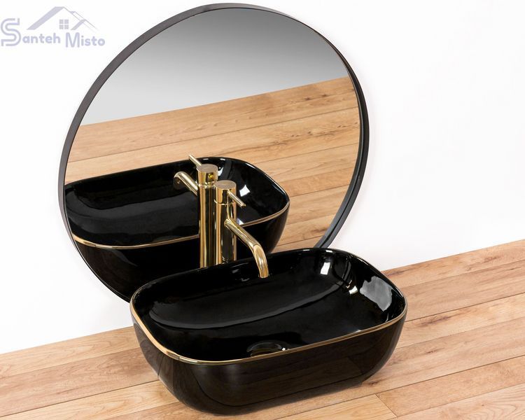 Умывальник (раковина) REA BELINDA BLACK GOLD EDGE накладной * REA-U8796 фото