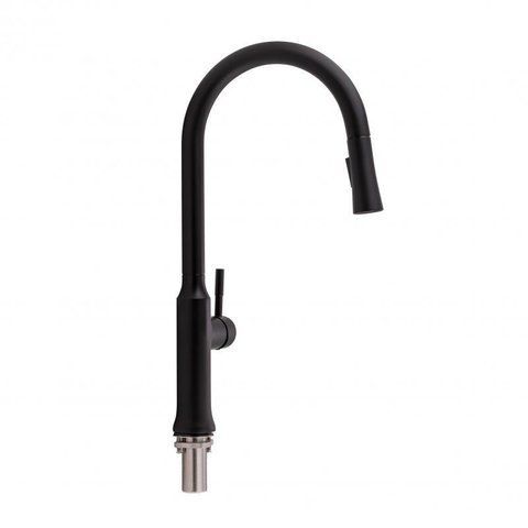 Змішувач для кухні Qtap Baruska з висувним виливом QTBAR9137103UB Black Matt 2020900994 фото