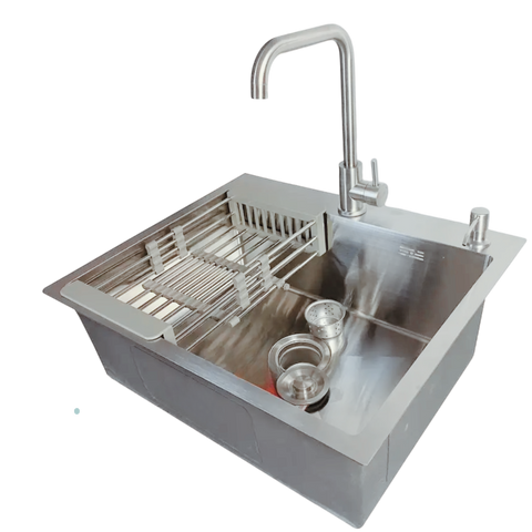Комплект кухонной мойки Kroner KRP Derby - 6050HM Brush (2,5/0,5 мм) SM078 фото