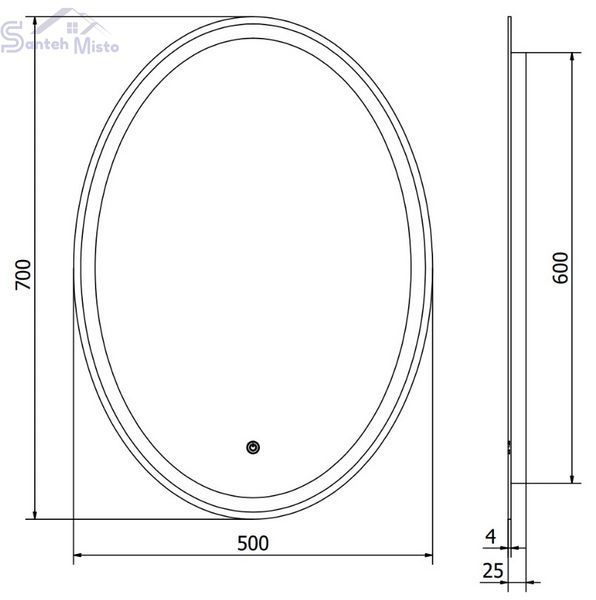 Дзеркало MEXEN ELZ 50x70 LED овальне MEX-9802-050-070-611-00 фото