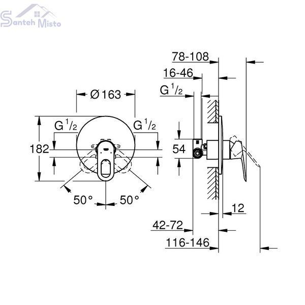 Змішувач прихованого монтажу для душу Grohe Bauloop 29080000 CV031170 фото