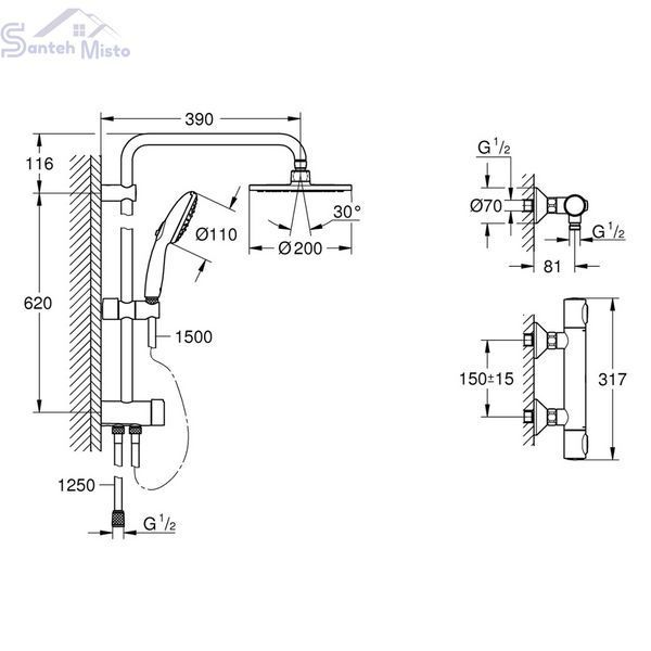 Смеситель термостатический для душа Grohe QuickFix Precision Flow UA202908TR CV034819 фото