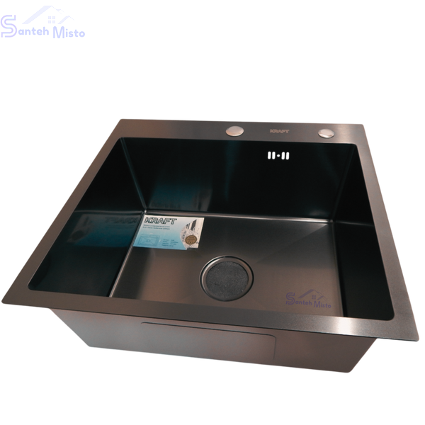 Комплект кухонной мойки KRAFT Handmade PVD чорна HS 5050 (3.0/1.0 мм) SM1711 фото