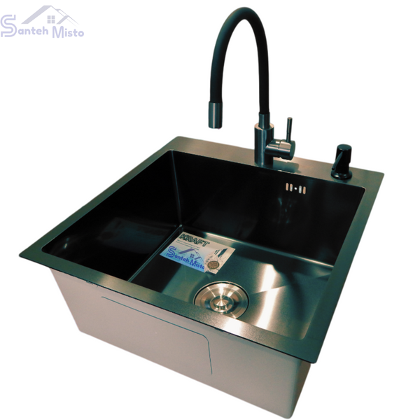 Комплект кухонной мойки Kraft -NANO BLACK 5050HM PVD SM865 фото