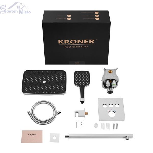 Душова система прихованого монтажу термостатична Kroner Element Thermo 211461-0101 CV036826 фото
