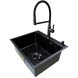 Комплект кухонної мийки Lidz Handmade H6050HB Decor Black PVD Honeycomb 2,5/0,5 мм SM12049 фото 11