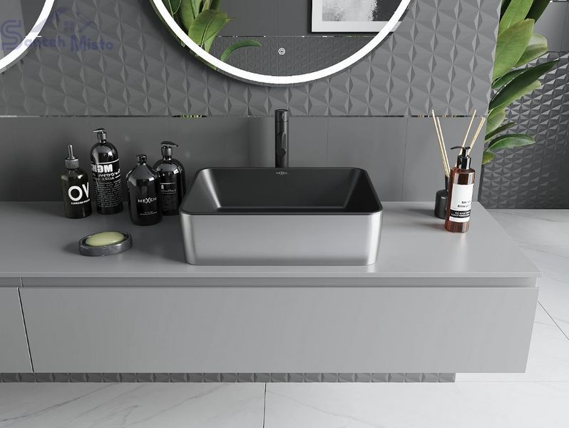 Умивальник (раковина) MEXEN CATIA SILVER BLACK MATT накладний MEX-21314874 фото