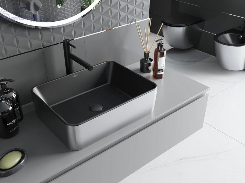 Умивальник (раковина) MEXEN CATIA SILVER BLACK MATT накладний MEX-21314874 фото
