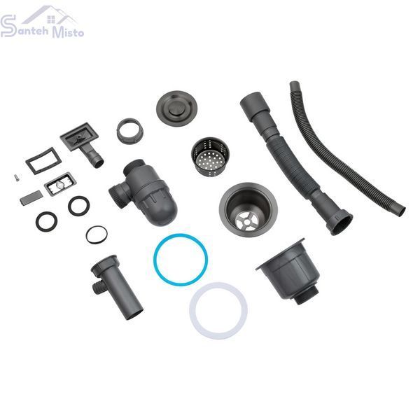 Комплект кухонної мийки Kroner KRP Schwarze 50х50HM PVD +Змішувач для кухні з гнучким виливом Kroner SM3080 фото