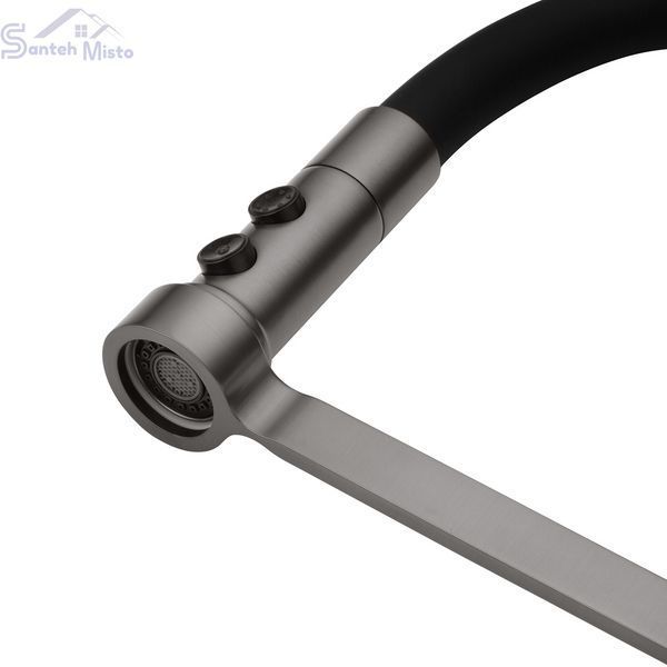 Комплект кухонної мийки Kroner KRP Schwarze 50х50HM PVD +Змішувач для кухні з гнучким виливом Kroner SM3080 фото