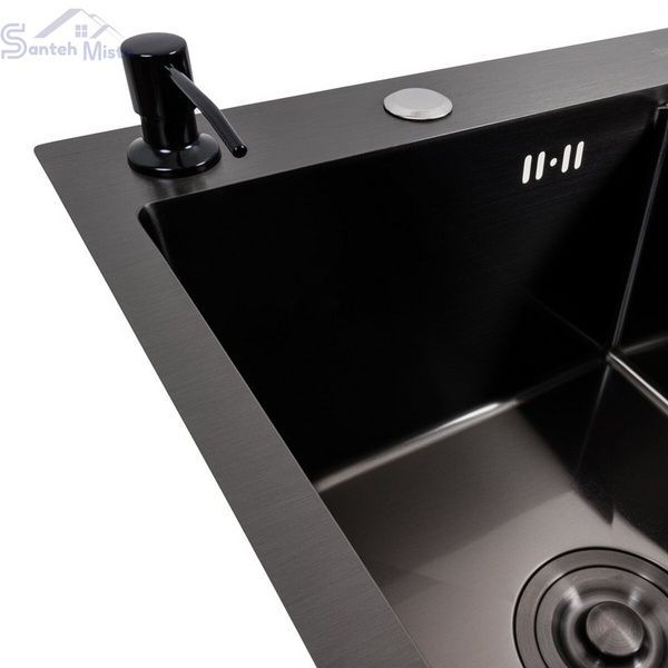Кухонна мийка CM 58*48 L чорна PVD VALESO Handmade (круглий сифон 3,0/0,8) 45897 фото