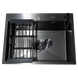 Комплект кухонної мийки Kraft NANO BLACK PVD Декор HS60*45 (3.0/1.0 мм)+Змішувач для кухні з висувним шлангом SM8022 фото 5