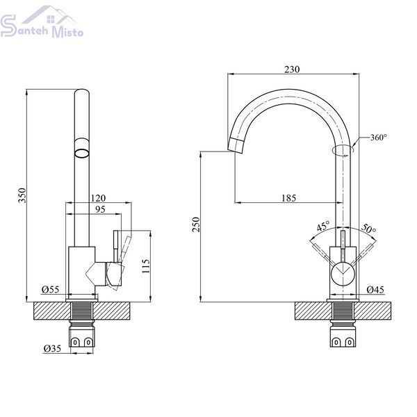Змішувач для кухні Agua Acero - INOX035NM CV023289 фото
