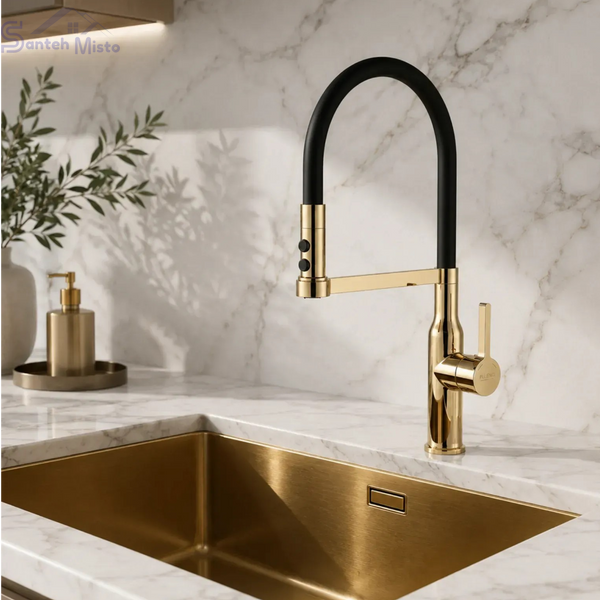 Комплект кухонної мийки Kraft NANO BLACK PVD Декор-соты HS60*45 (3.0/1.0 мм)+Смеситель для кухни Kroner KRP Ersel - GBG03112BLK SM550270 фото