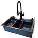 Комплект кухонной мойки Kraft HM 7546 NANO BLACK SM3577 фото 1
