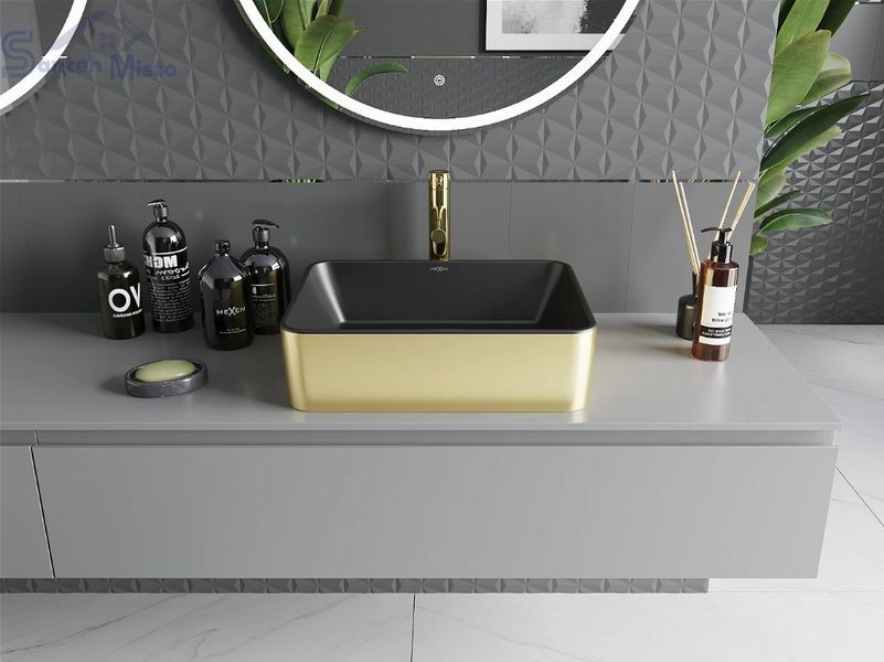 Умывальник (раковина) MEXEN CATIA GOLD BLACK MATT накладной MEX-21314876 фото