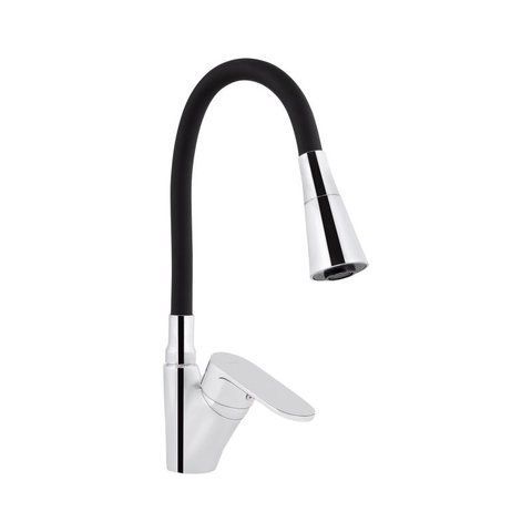 Змішувач для кухні Lidz Tani 007F3 з гнучким виливом (k40) LDTAN007F3BCR37649 Chrome/Black SD00043752 фото