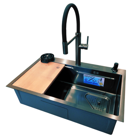 Комплект кухонной мойки Kraft HM 7546 NANO BLACK SM3870 фото
