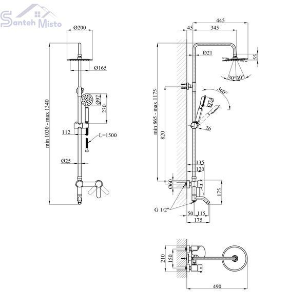 Душова система Agua Elposo - INOX064 CV035463 фото