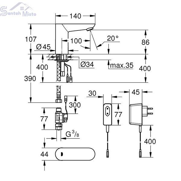Смеситель бесконтактный для раковины Grohe Euroeco Cosmopolitan E 36269000 CV036611 фото