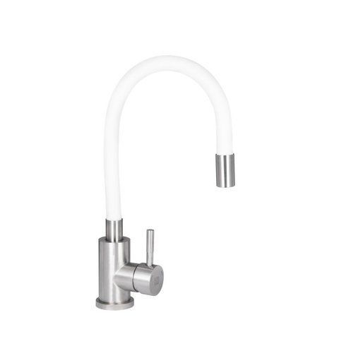 Змішувач для кухні Lidz Aria 015F3 з гнучким виливом (k35) LDARI015F3WHI43362 White / Nickel SD00049485 фото