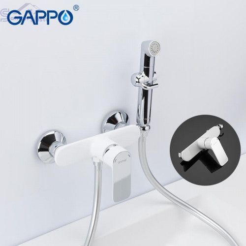 Змішувач для душу з гігієнічною лійкою GAPPO G2048-8, білий/хром 476 фото