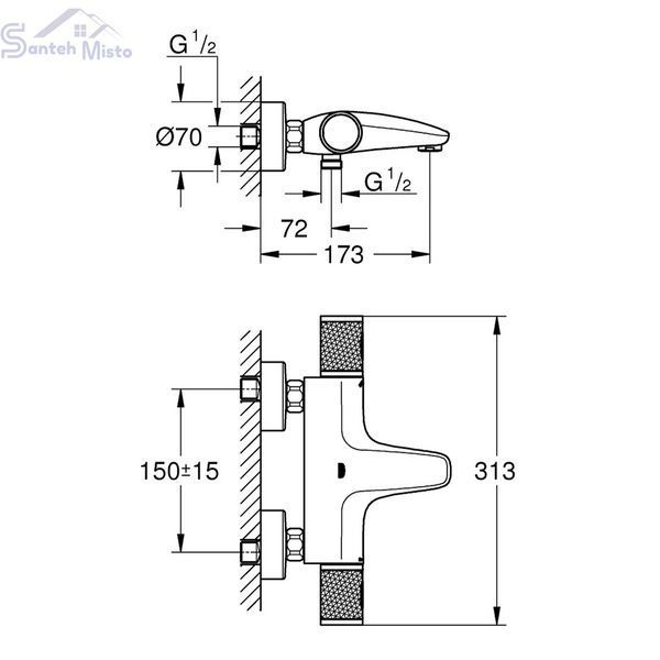 Змішувач термостатичний для ванни Grohe QuickFix Precision Feel 34788000 2201805417 фото