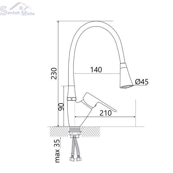 Змішувач для кухні Lidz Tani 007F3 з гнучким виливом (k40) LDTAN007F3WCR40423 Chrome/White SD00046530 фото