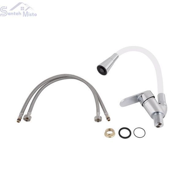 Змішувач для кухні Lidz Tani 007F3 з гнучким виливом (k40) LDTAN007F3WCR40423 Chrome/White SD00046530 фото