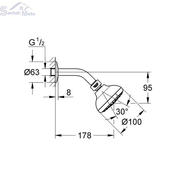 Лійка для верхнього душу Grohe New Tempesta 100 26088001 CV036233 фото
