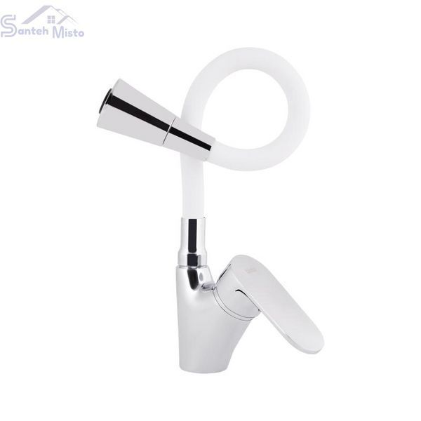 Змішувач для кухні Lidz Tani 007F3 з гнучким виливом (k40) LDTAN007F3WCR40423 Chrome/White SD00046530 фото