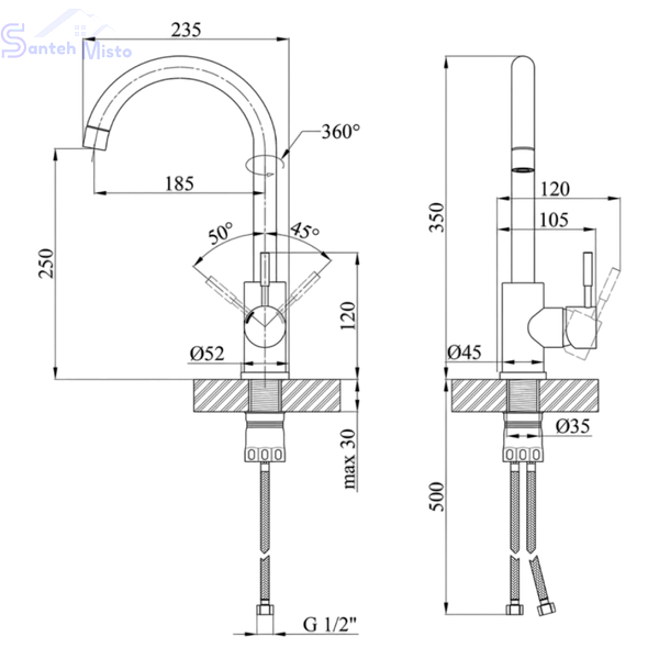 Комплект кухонної мийки Kraft KRF 5448 DECOR (3.0/1.0 мм) SM870 фото