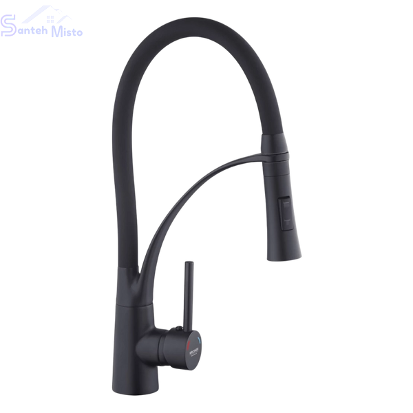 Комплект кухонної мийки Kroner KRP Schwarze - 7849LHM PVD (3/1 мм) SM810 фото