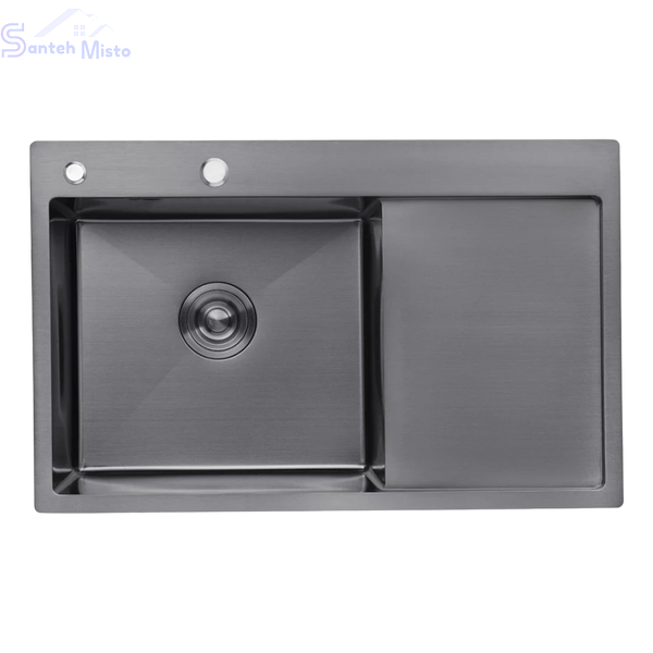 Комплект кухонної мийки Kroner KRP Schwarze - 7849LHM PVD (3/1 мм) SM810 фото