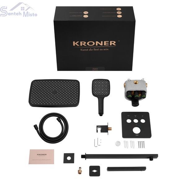 Душова система прихованого монтажу термостатична Kroner Element Thermo 211462-3801 CV036831 фото