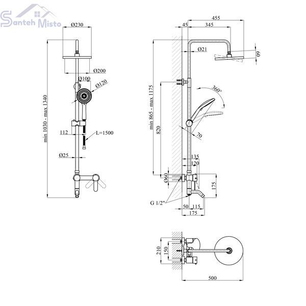 Душова система Agua Elposo - INOX064AM CV035464 фото