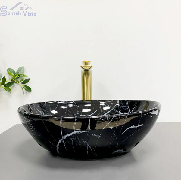 Умывальник (раковина) VBI PARMA BLACK STONE GLOSSY накладной VBI-011014 фото