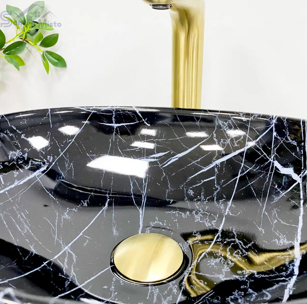 Умывальник (раковина) VBI PARMA BLACK STONE GLOSSY накладной VBI-011014 фото
