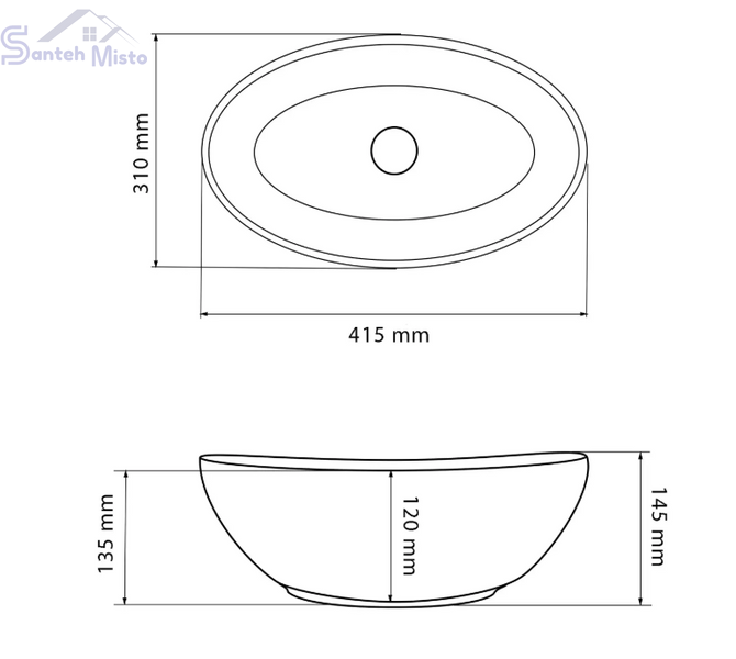 Умывальник (раковина) VBI PARMA BLACK STONE GLOSSY накладной VBI-011014 фото