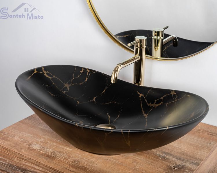 Умывальник (раковина) REA ROYAL 60 BLACK MARBLE MATТ накладной REA-U7478 фото