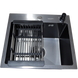 Комплект кухонной мойка Kraft KRF 4540 NANO BLACK (DECOR) PVD (3.0/1.0 мм) SM1400 фото 6