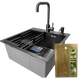 Комплект кухонної мийки Kraft HM 50х50 NANO BLACK PVD (3.0/1.0 мм) SМ048 фото 1