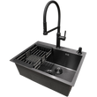 Комплект кухонной мойка Kraft KRF 60х45HM PVD (3.0/1.0 мм) DEKOR SM6580 фото