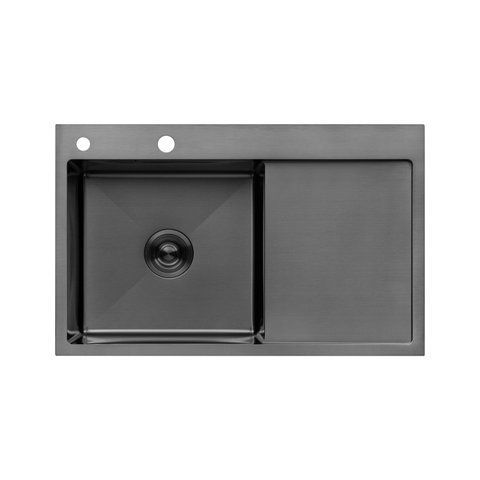 Кухонна мийка Kroner KRP Schwarze - 7849LHM PVD (3.0/1.0 мм) CV025278 фото