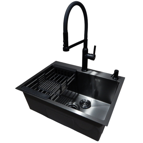 Комплект кухонної мийки Kraft KRF 60х45HM PVD (3.0/1.0 мм) DEKOR SM6580 фото