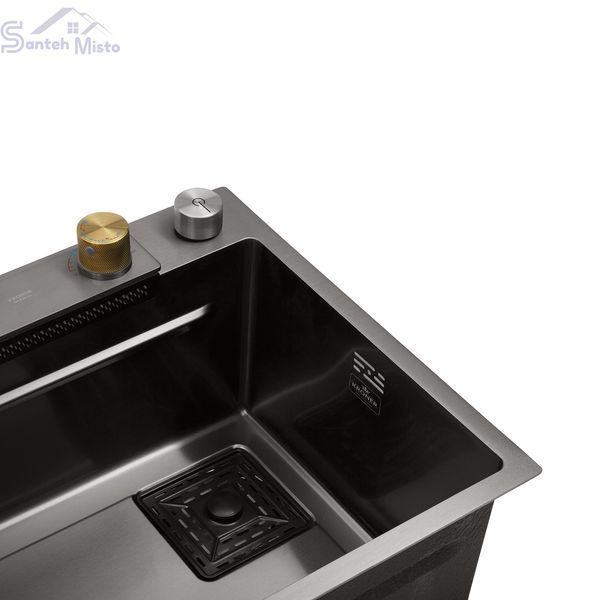 Кухонна мийка Kroner KRP Schwarze - SET7545HM PVD (3.0/0.8 мм) CV033382 фото