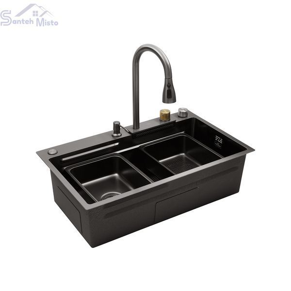 Кухонна мийка Kroner KRP Schwarze - SET7545HM PVD (3.0/0.8 мм) CV033382 фото