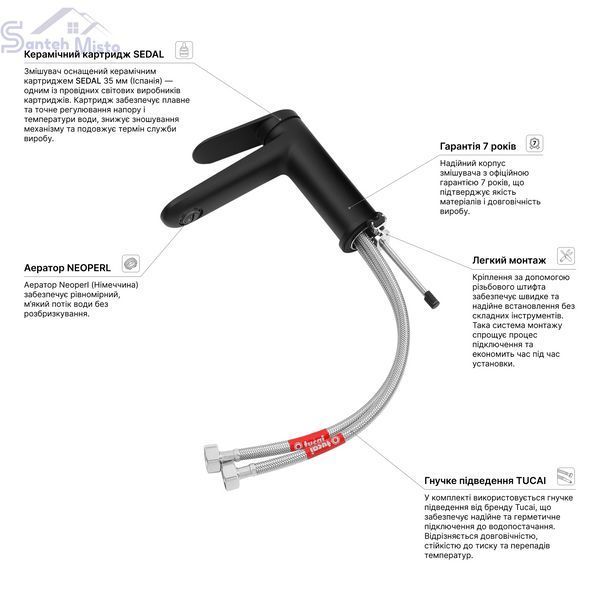Змішувач для раковини Kroner Element 211110-3801 CV035941 фото