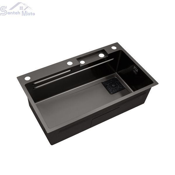 Кухонна мийка Kroner KRP Schwarze - SET7545HM PVD (3.0/0.8 мм) CV033382 фото